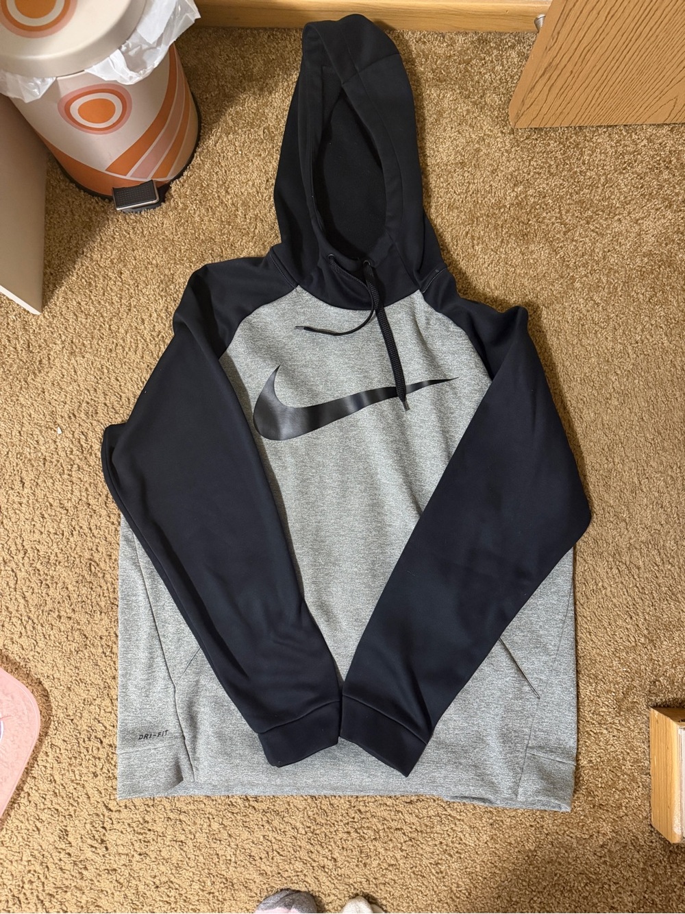 Nike Grey and Black Dri-FIT Pullover Hoodie